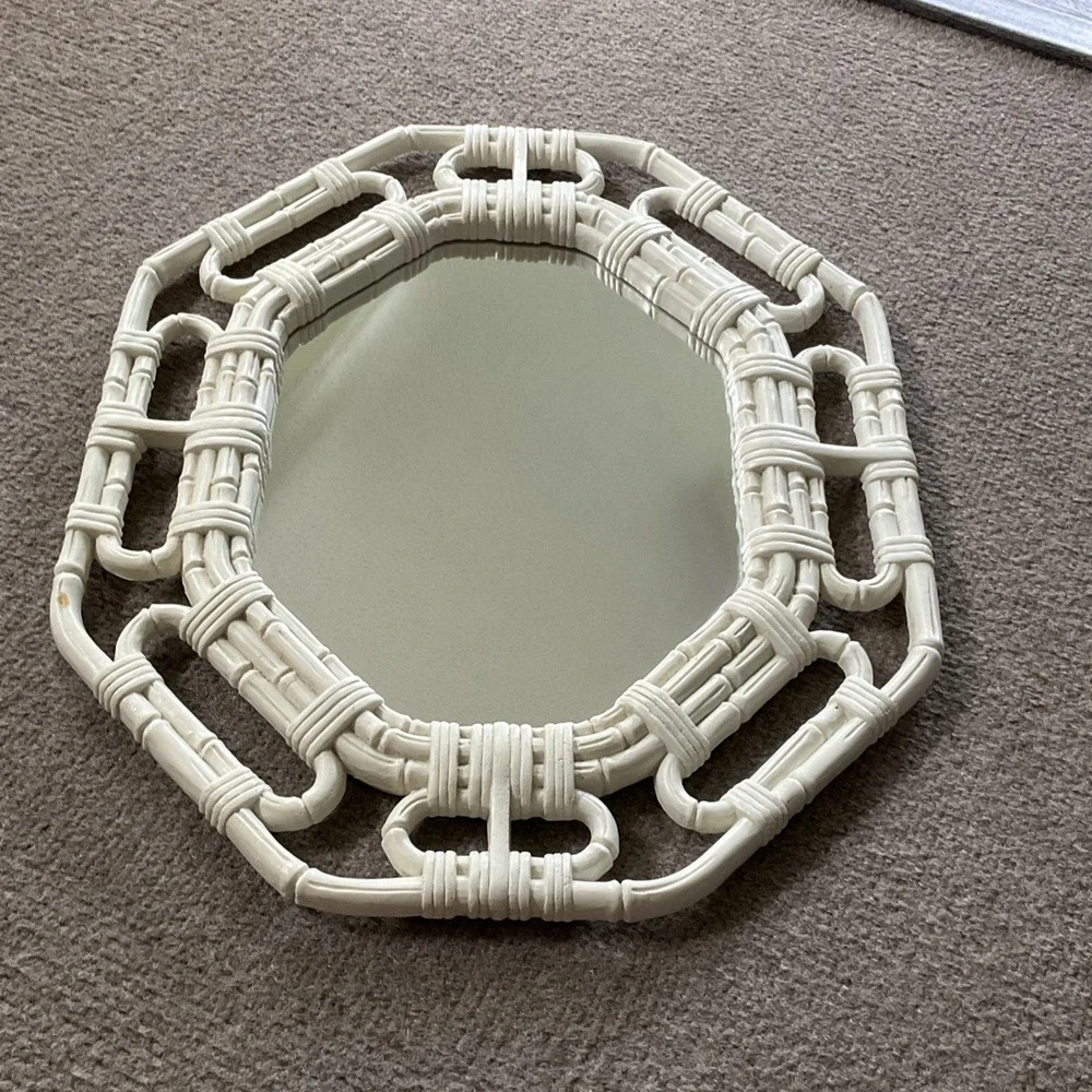 Vintage 1983 Homco Faux Bamboo Mirror 2144 BoHo cottage core 17x14 Made in USA